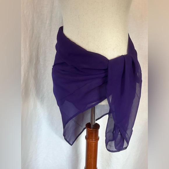 Purple Chiffon Sheer XL Scarf - Picture 3 of 5